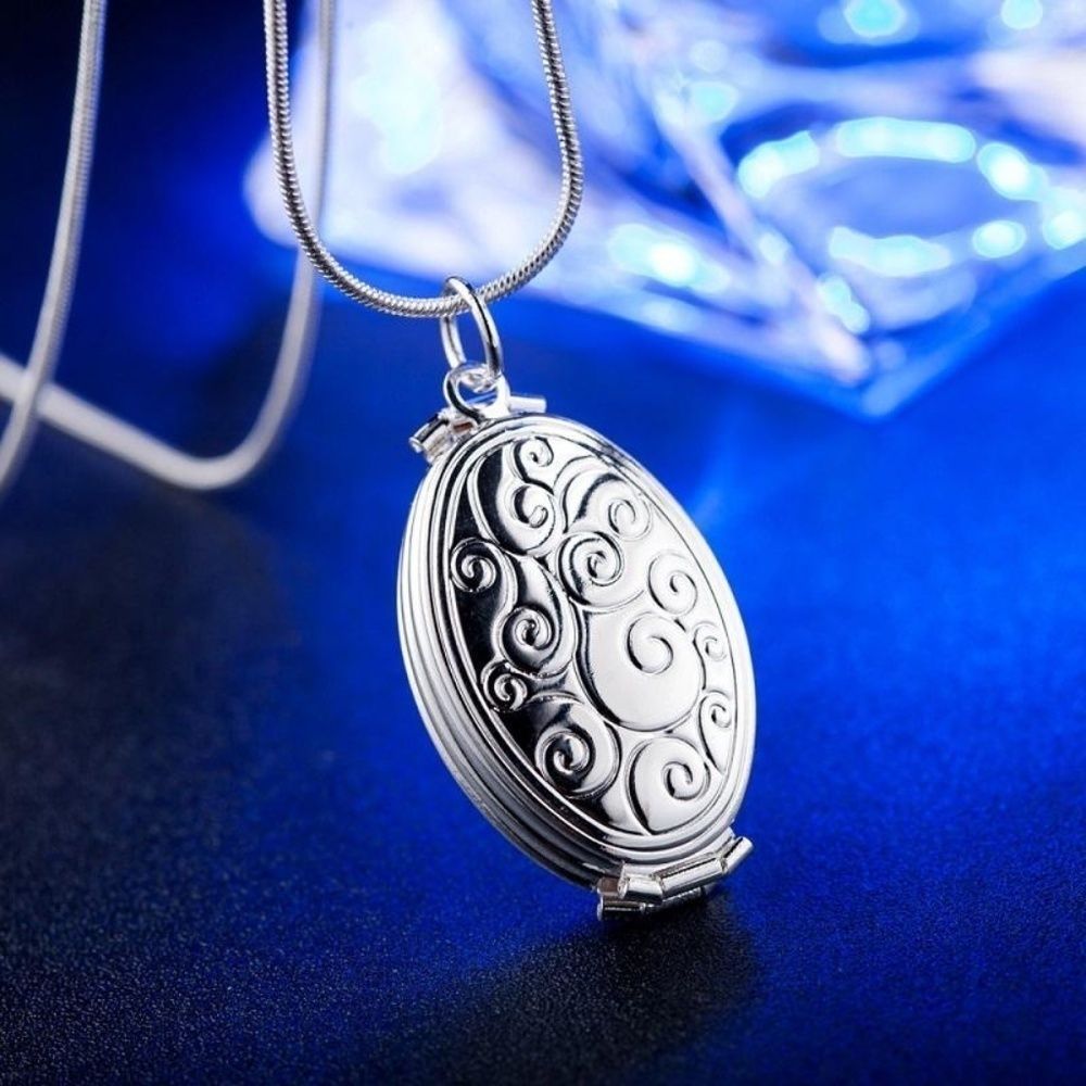 Whirlwind Locket Necklace Silver Plated